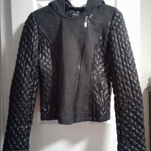 Women's faux leather and wool jacket